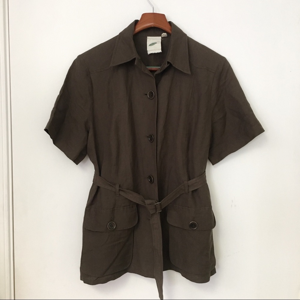 Nurture Army Green Utility Button Linen Jacket L